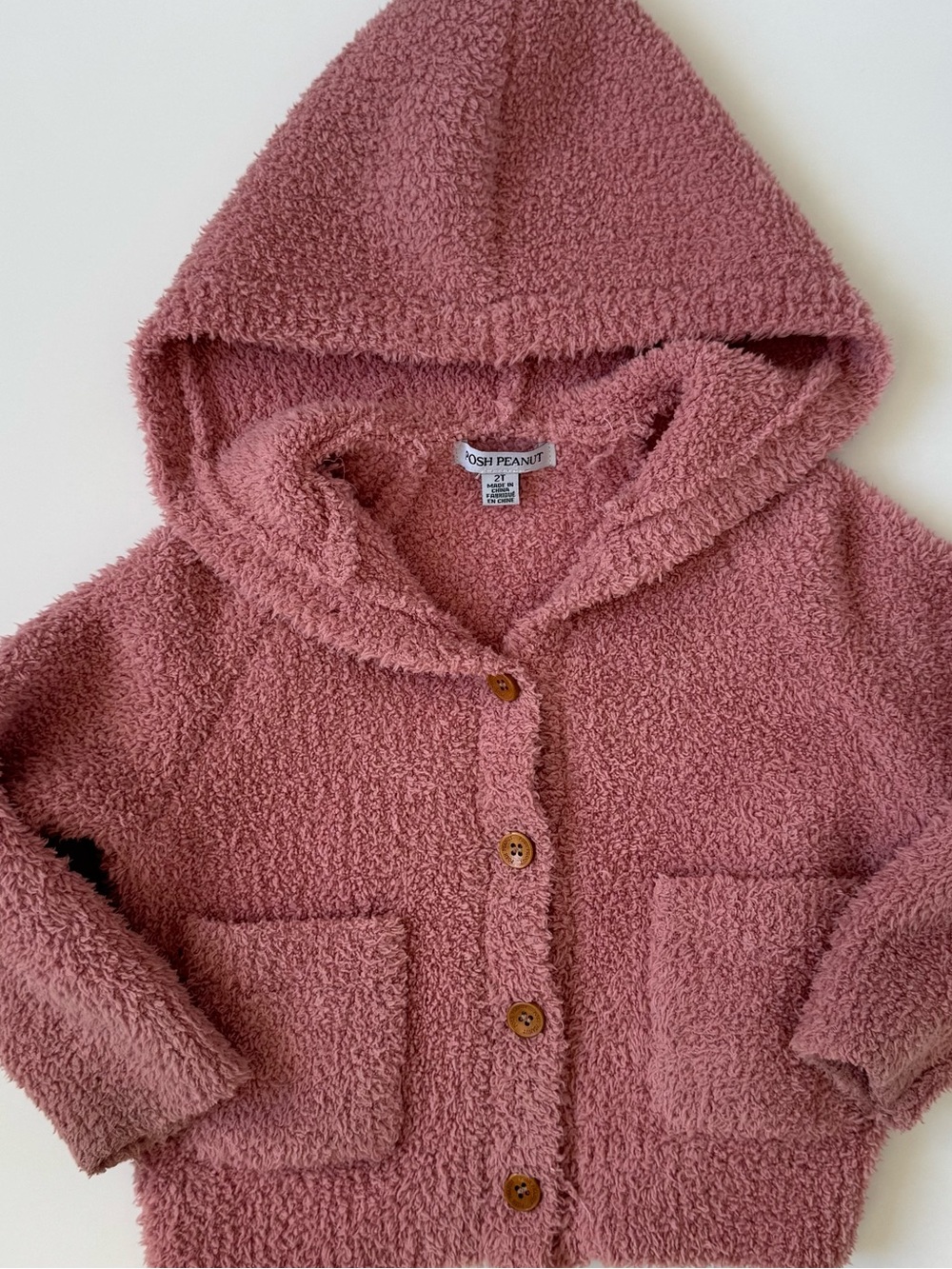 Posh Peanut Dusty Rose Hooded Sherpa Cardigan